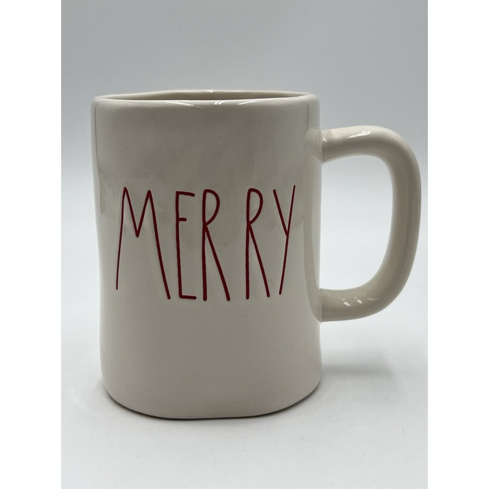 Rae Dunn MERRY Christmas Mug Red Letter Artisan Collection Magenta Coffee Cup‎